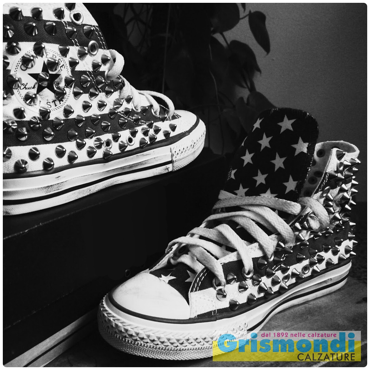 converse all star nere con borchie